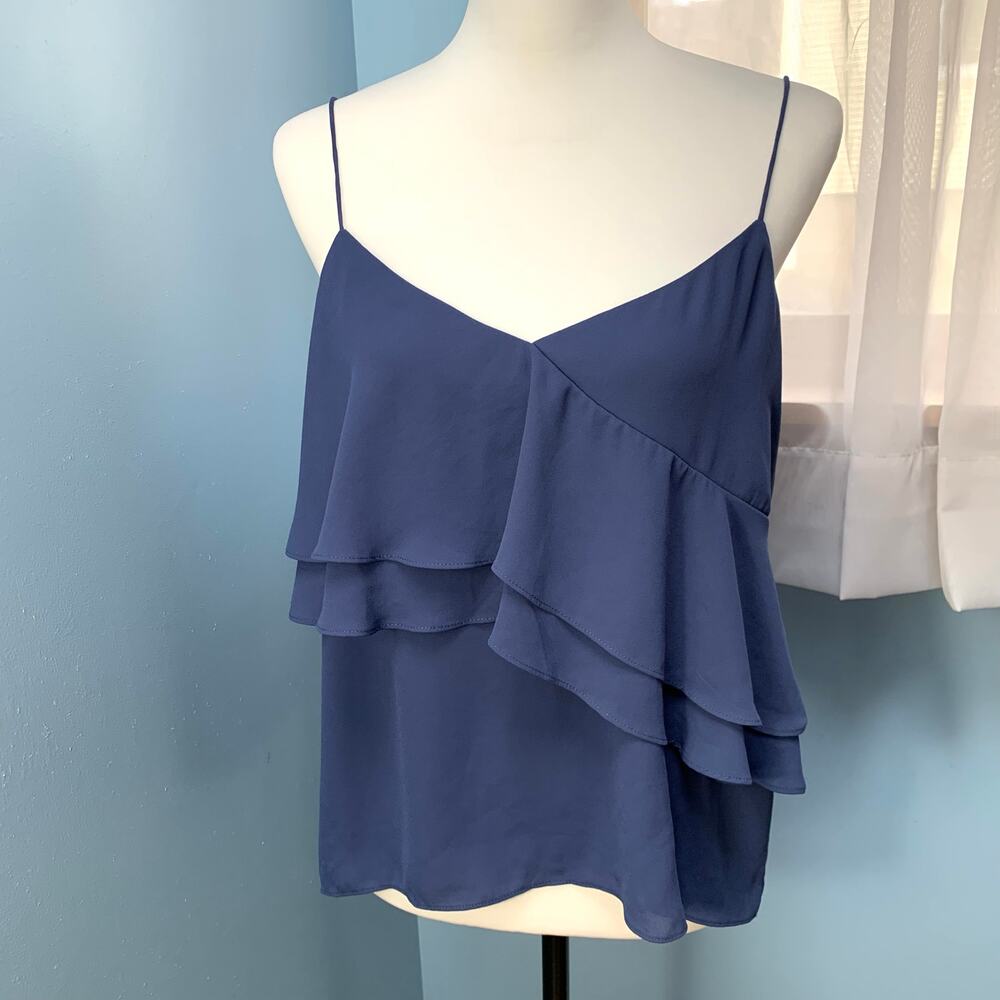 NWT J. Crew Drapey Ruffle Cami in Blue/Gray Size 10 - Picture 6 of 7